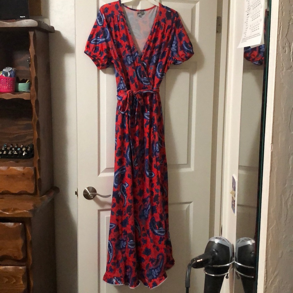ASOS Red and Blue Floral Maxi Dress
